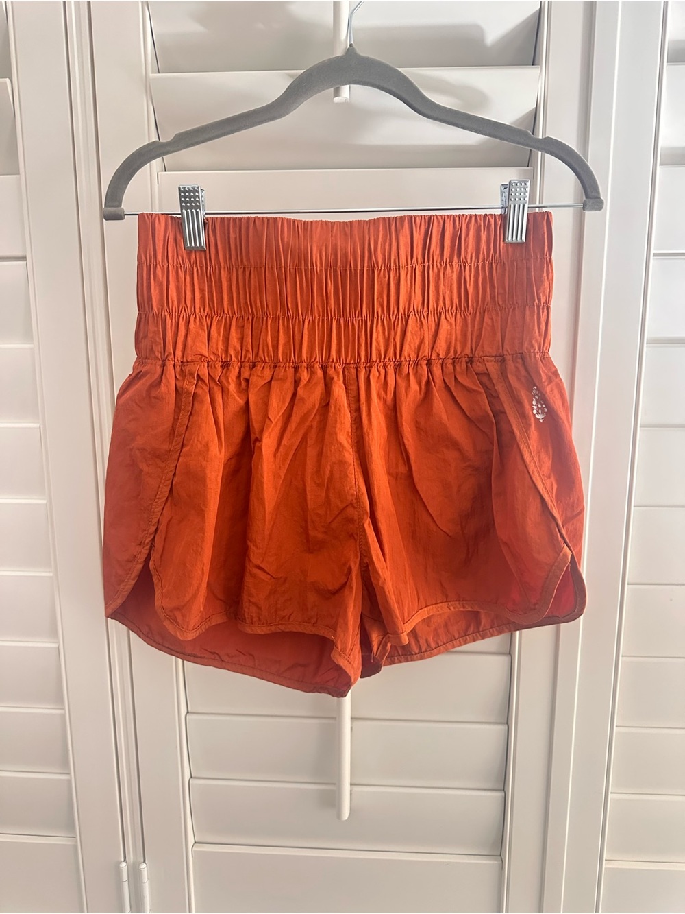 FP Movement by Free People High-Waist Smocked Athletic Shorts - Rust